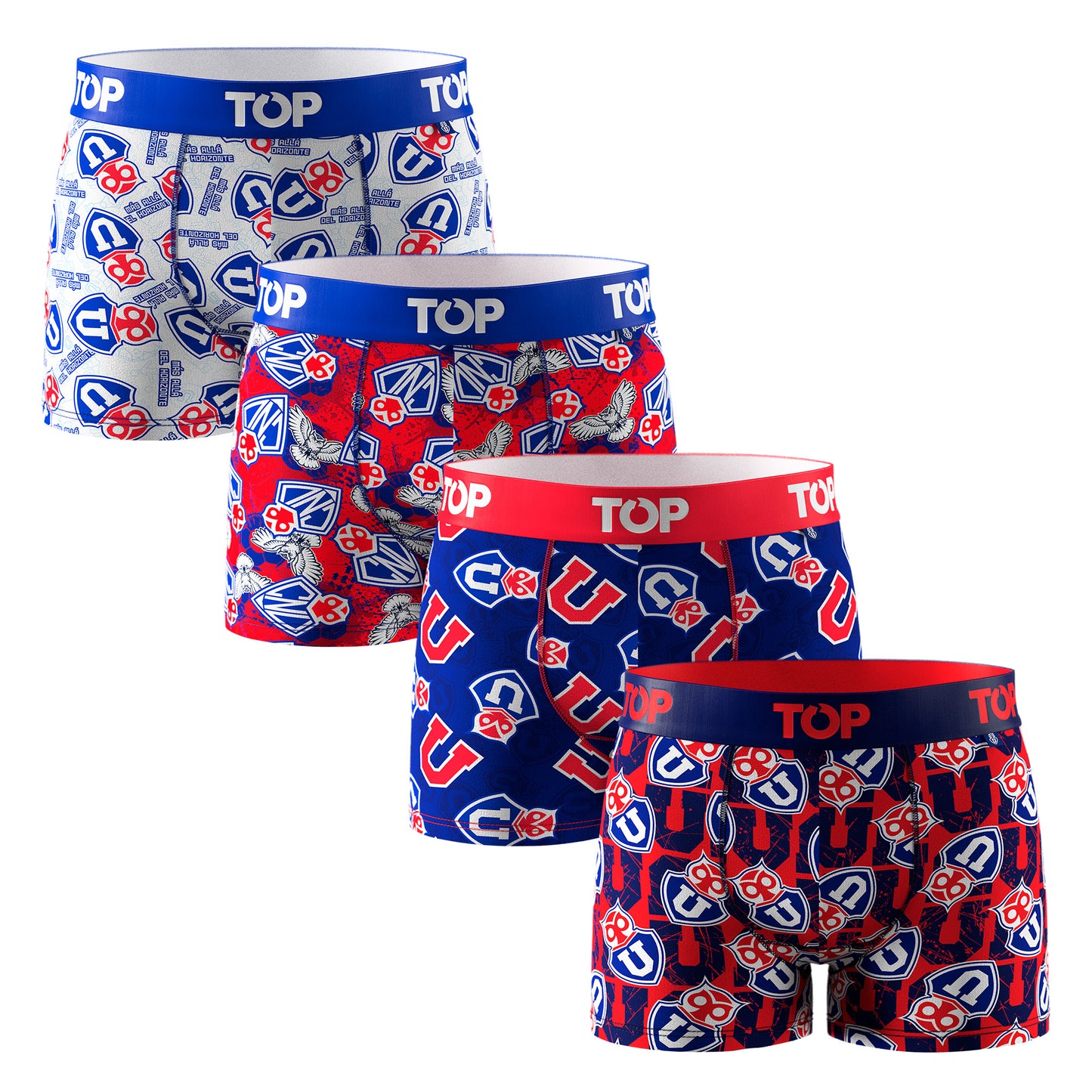 PACK 4 BOXER MEDIO ALGODÓN U. DE CHILE 2026 - NIÑO